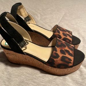 Leopard print platform sandals